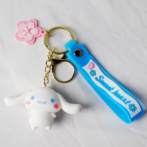 New Sanrio Cinnamoroll Cloud Dog PVC Keychain Blue Strap Bag Charm Kawaii - Picture 1 of 5